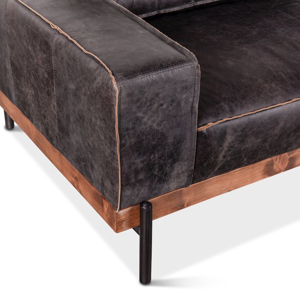 Chiavari Antique Ebony Leather Sofa