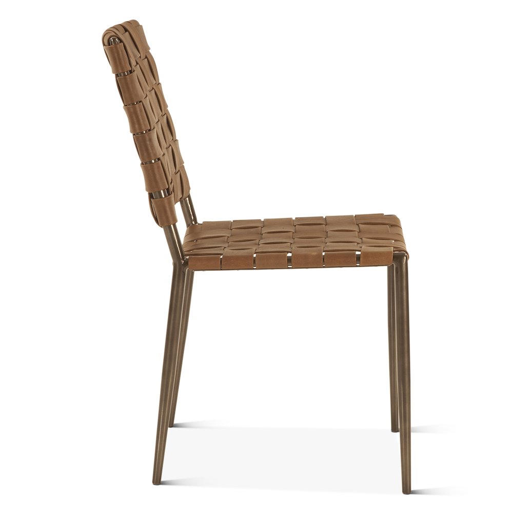 Lund Dining Chair in Tobacco Buffalo Leather and Iron