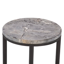 Mumbai 17" Side Table in Grey Septarian with Iron Base