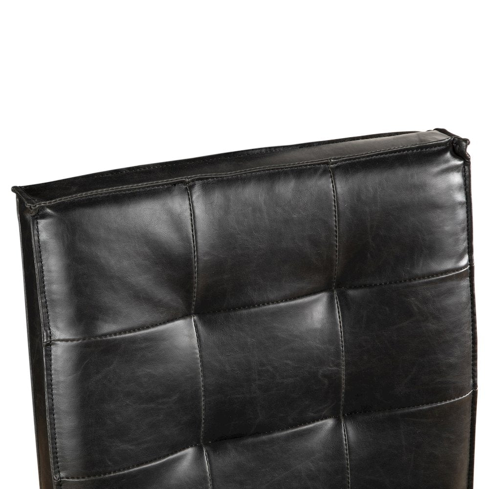 Aven Counter Chair in Black Leather with Dark Legs