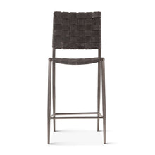 Lund 17in Buffalo Leather and Iron Counter Chair Black