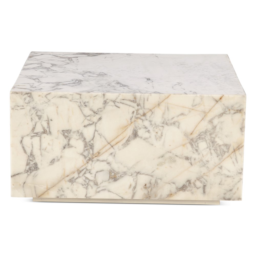 Giza 32" Drum Coffee Table in Alabaster Marble