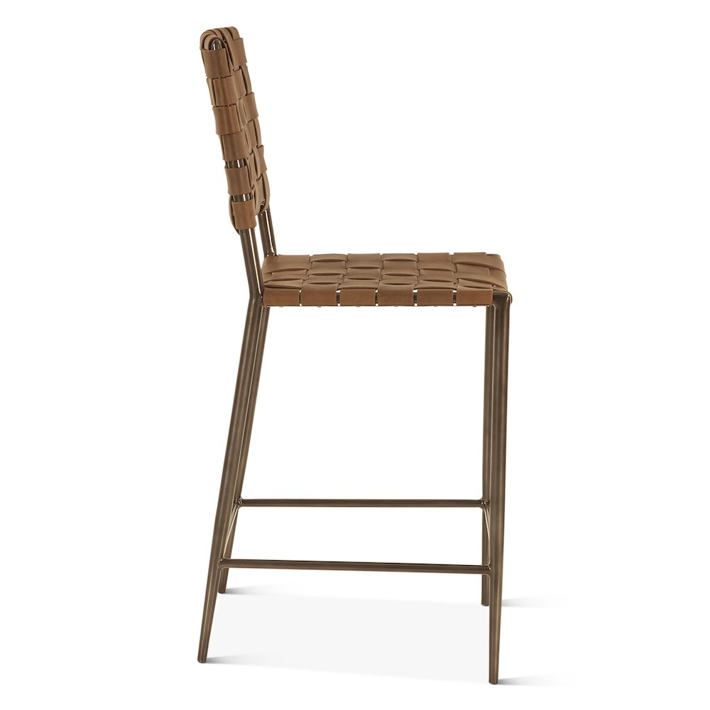 Lund 17" Counter Chair in Tobacco Buffalo Leather with Iron