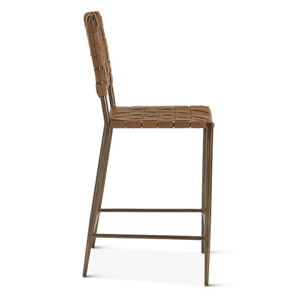 Lund 17" Counter Chair in Tobacco Buffalo Leather with Iron