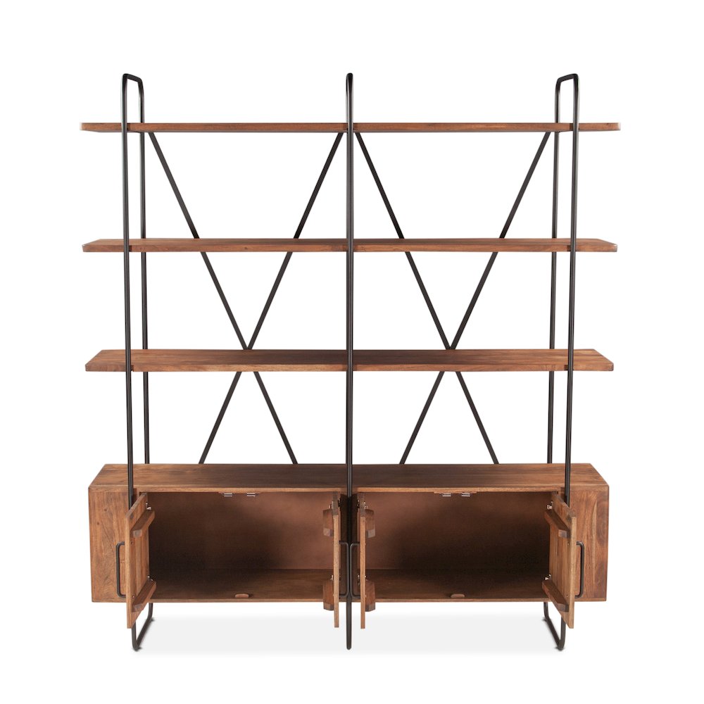 Halden Wide Bookshelf in Pecan Brown