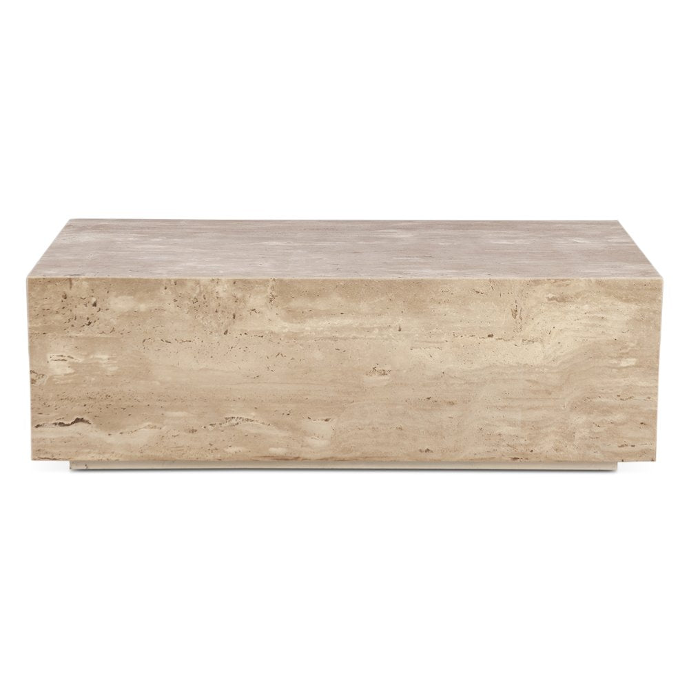 Giza 50" Drum Coffee Table in Travertine Stone
