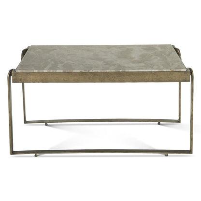 Rhodes 32" Coffee Table with Marble and Antique Brass