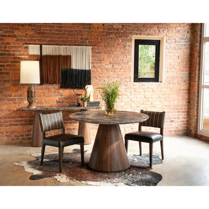 Caldera 48" Round Dining with Lava Marble and Dark Oak Base