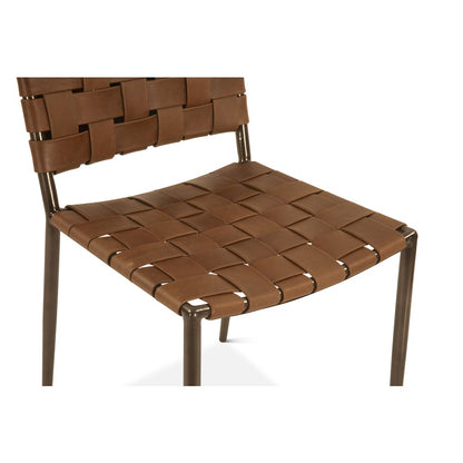 Lund Dining Chair in Tobacco Buffalo Leather and Iron