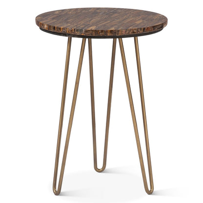Mumbai 17" Side Table in Tiger Eye with Iron Base