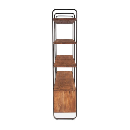 Halden Wide Bookshelf in Pecan Brown