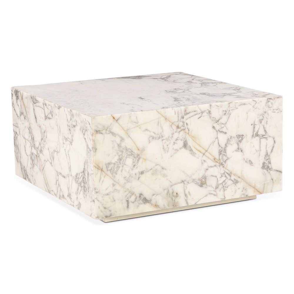 Giza 32" Drum Coffee Table in Alabaster Marble