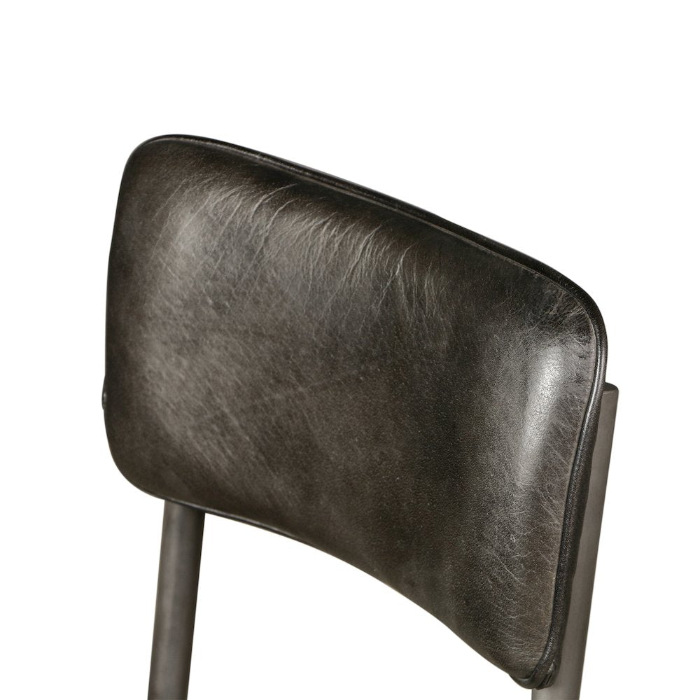 William Dining Chair in Ebony Leather and Iron