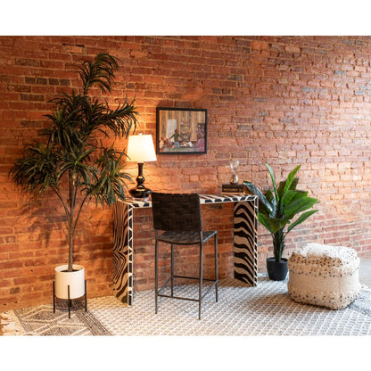 Lund 17in Buffalo Leather and Iron Counter Chair Black