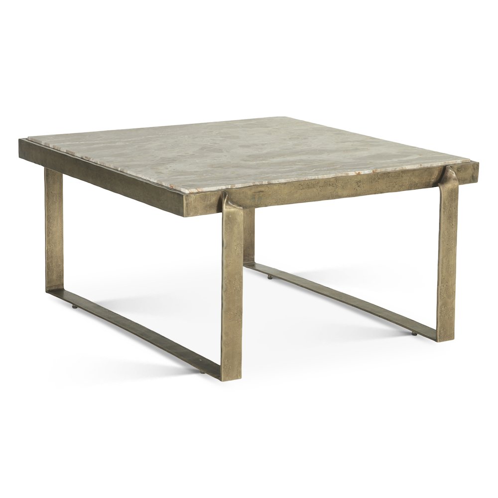 Rhodes 32" Coffee Table with Marble and Antique Brass