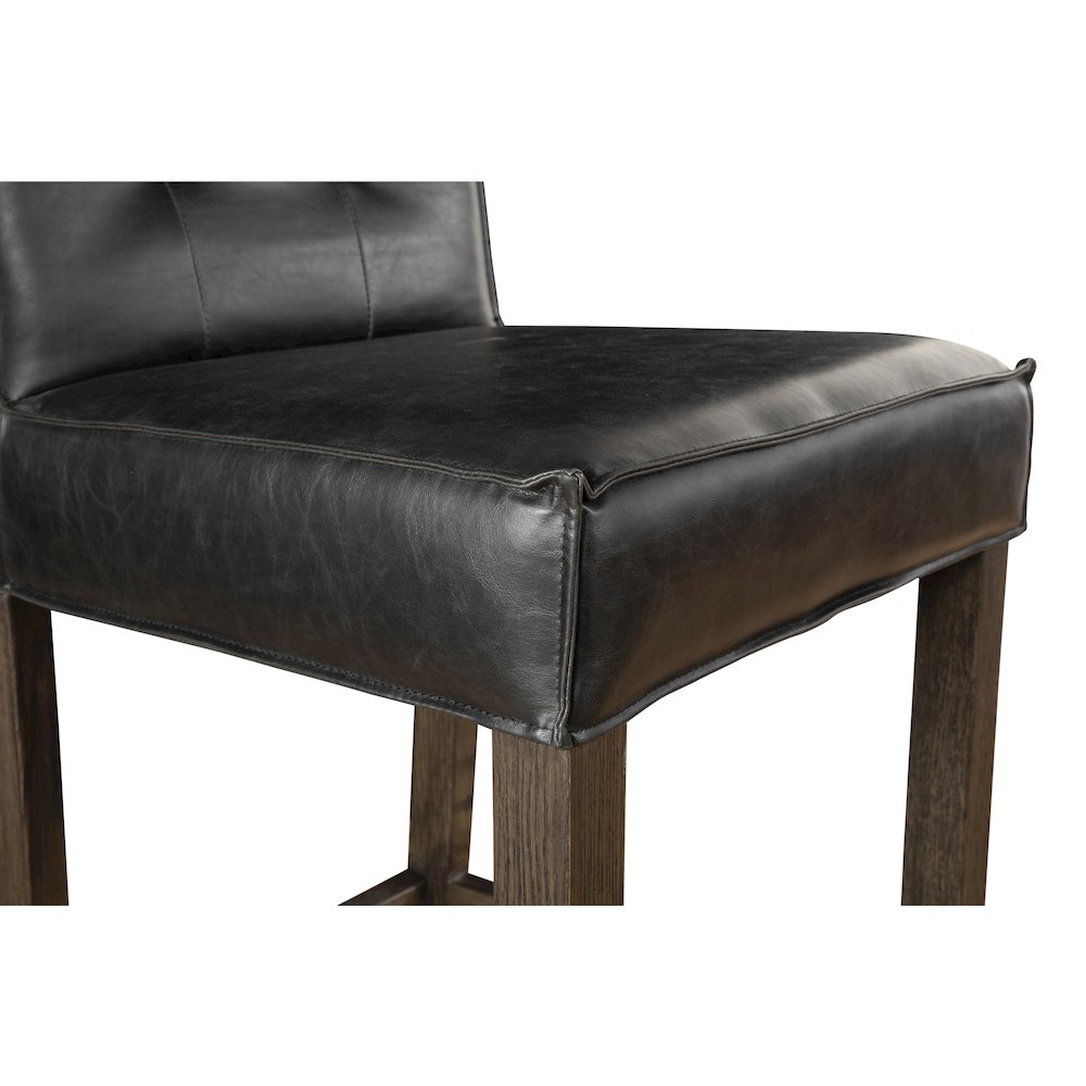Aven Counter Chair in Black Leather with Dark Legs
