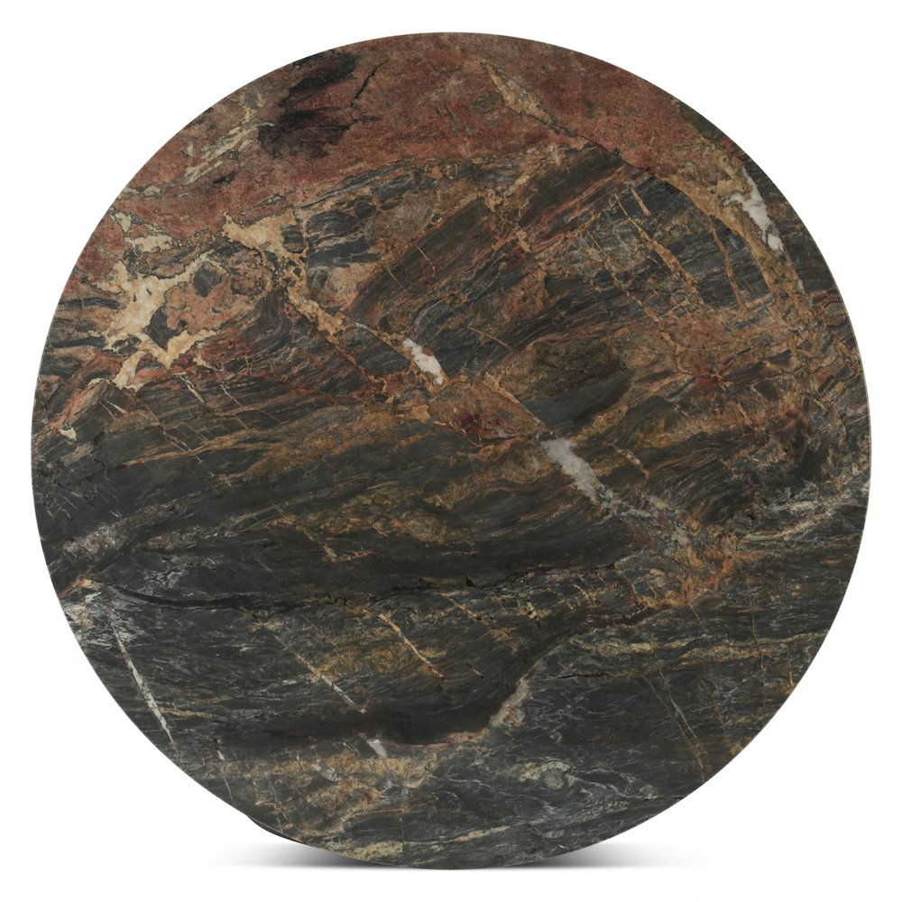 Caldera 48" Round Dining with Lava Marble and Dark Oak Base