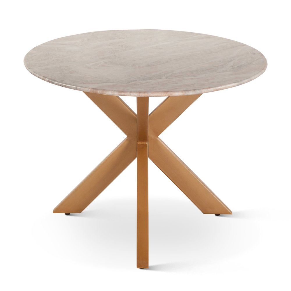 Pasadena 90" Oval Dining Table in Sawar Marble and Iron with Antique Gold Finish