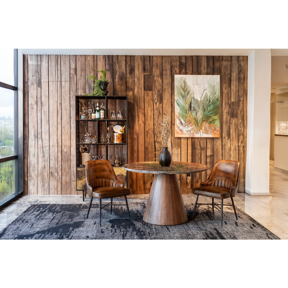 Caldera 48" Round Dining with Lava Marble and Dark Oak Base