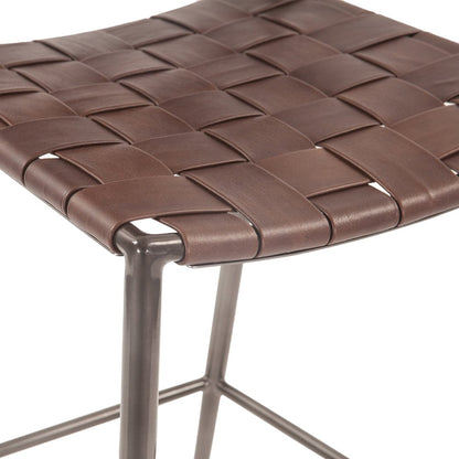 Lund 17in Buffalo Leather and Iron Bar Chair Brown