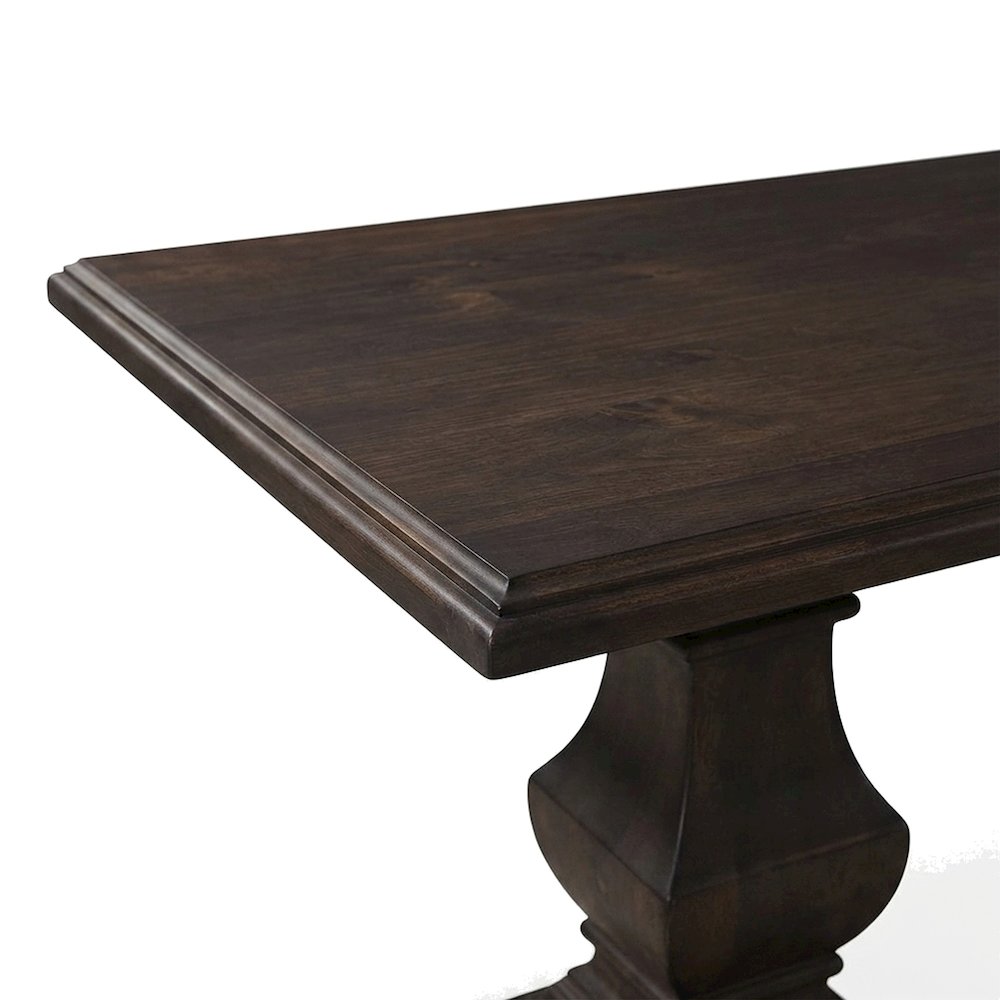 Mango Wood Farmhouse Dining Table with Vintage-Finish Tabletop, Dark Brown