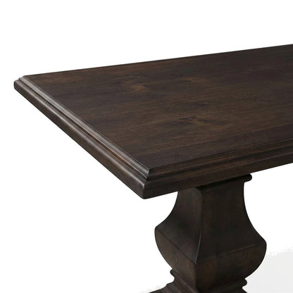 Mango Wood Farmhouse Dining Table with Vintage-Finish Tabletop, Dark Brown