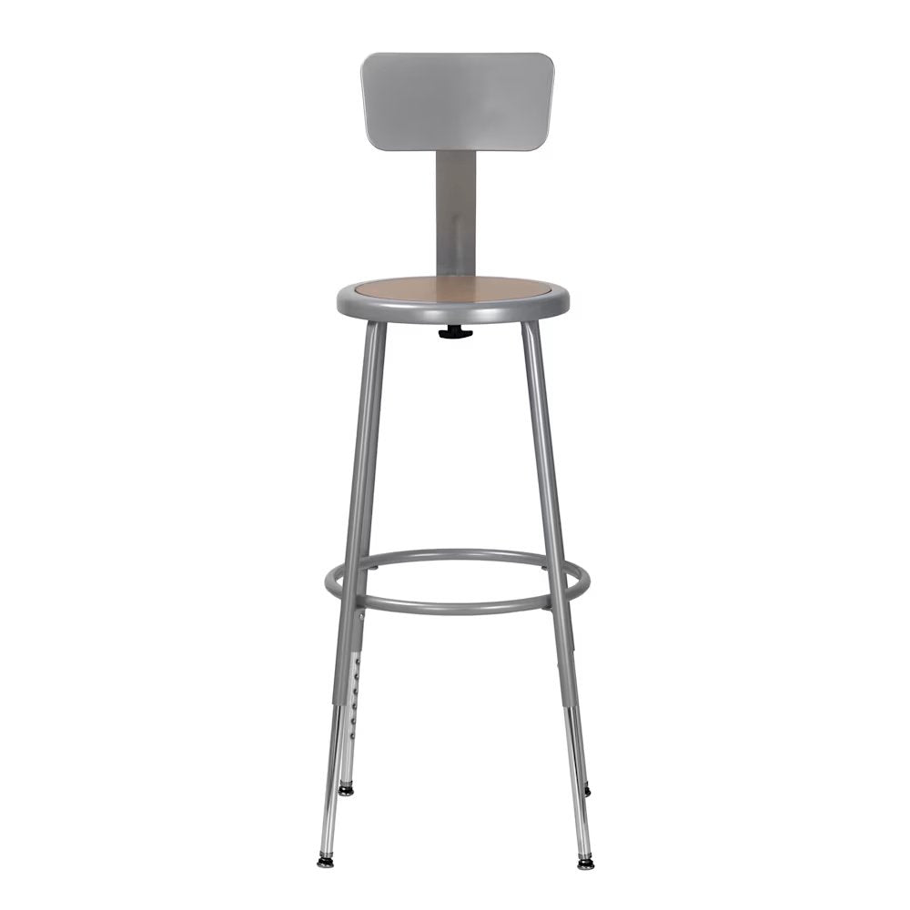 24.5 -32.5" Height Adjustable Heavy Duty Steel Stool With Backrest, Grey