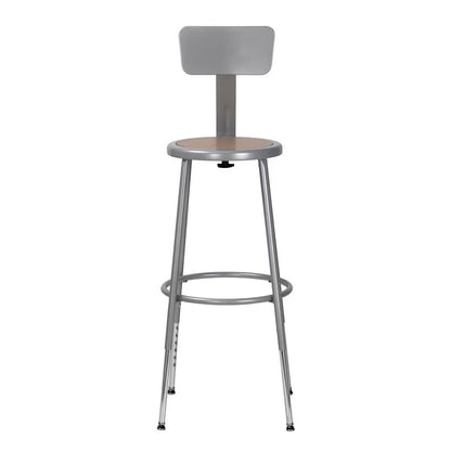 24.5 -32.5" Height Adjustable Heavy Duty Steel Stool With Backrest, Grey
