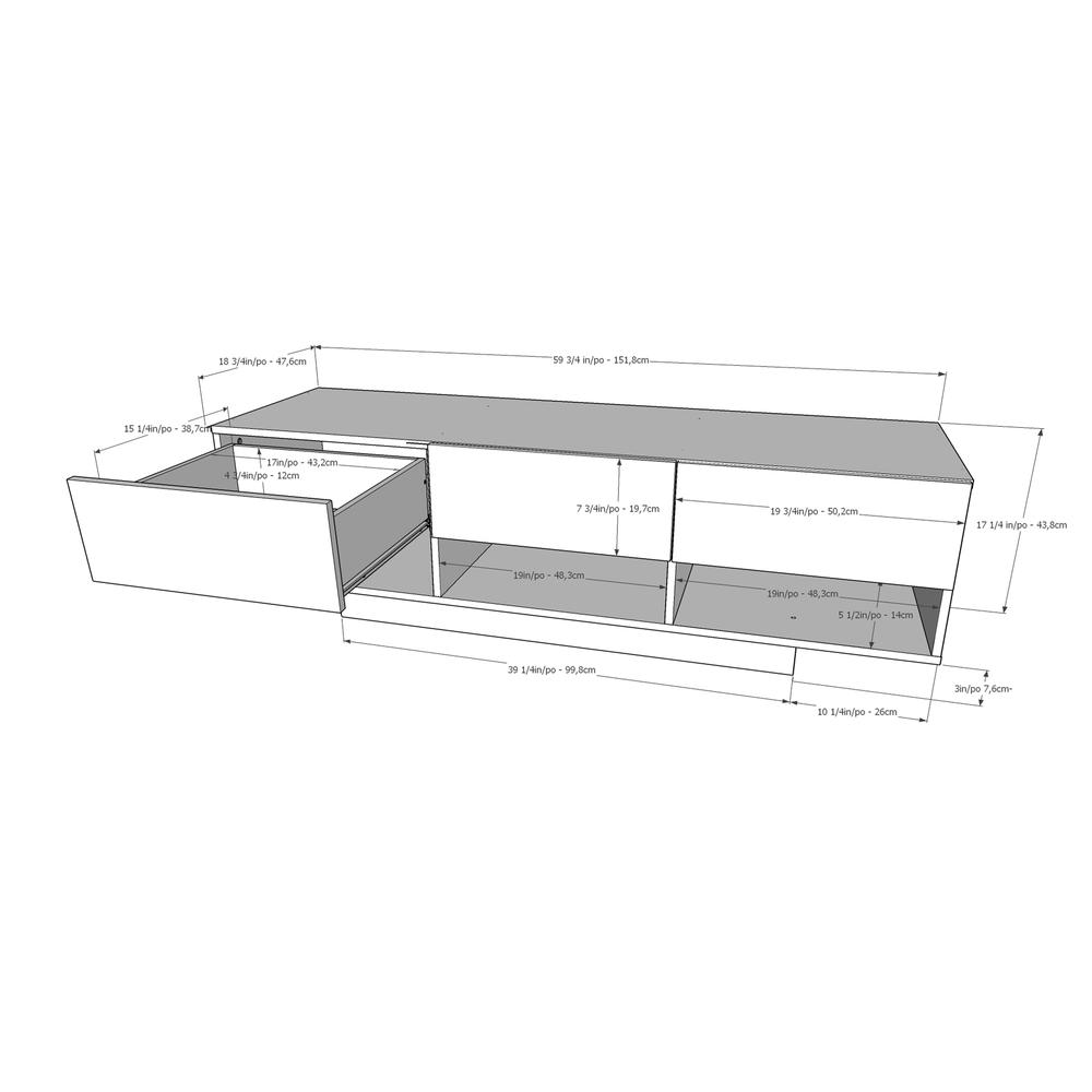 60-Inch Tv Stand With 3-Drawers, Walnut