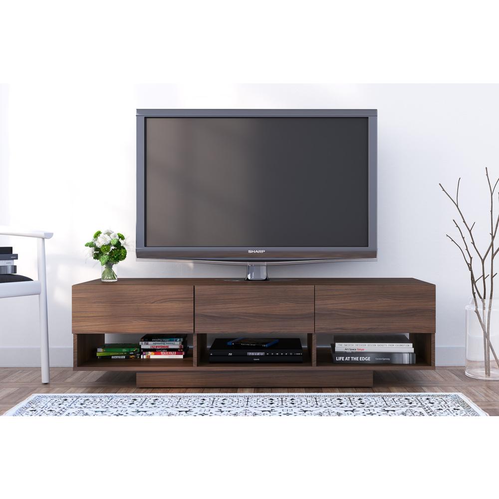60-Inch Tv Stand With 3-Drawers, Walnut