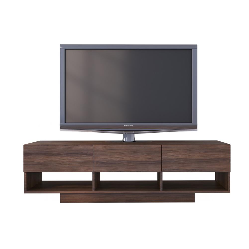 60-Inch Tv Stand With 3-Drawers, Walnut