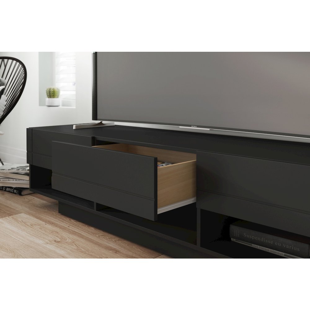 72-Inch Tv Stand With 3-Drawers In Black