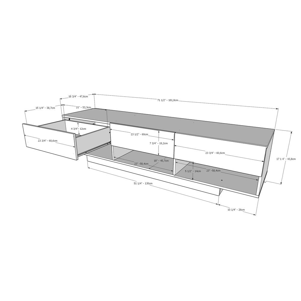 72-Inch Tv Stand With 3-Drawers, Walnut