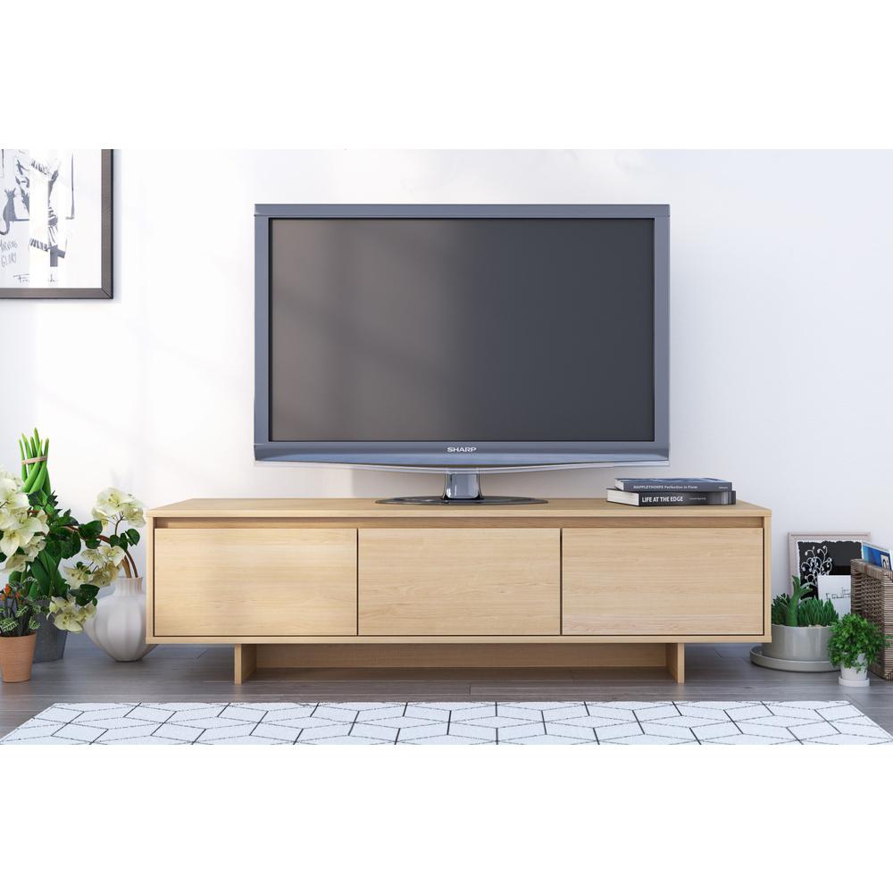 60-Inch Tv Stand With Storage, Natural Maple
