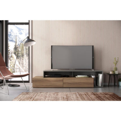 72-Inch Tv Stand With 2 Drawers, Nutmeg & Greige