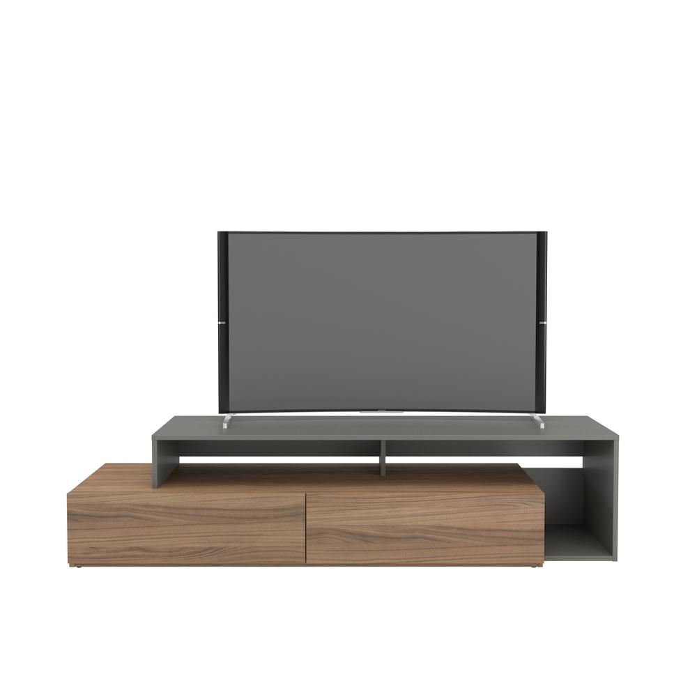 72-Inch Tv Stand With 2 Drawers, Nutmeg & Greige