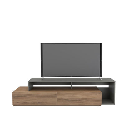 72-Inch Tv Stand With 2 Drawers, Nutmeg & Greige