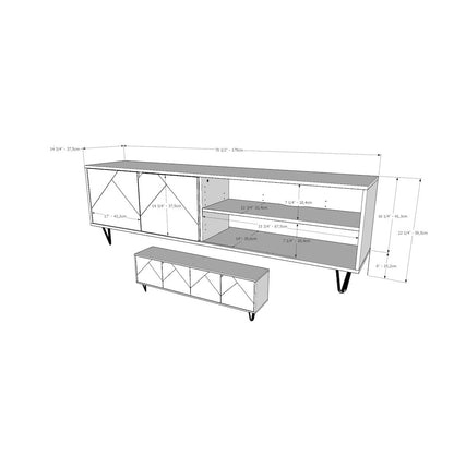 72-Inch Tv Stand With 4-Doors, Black