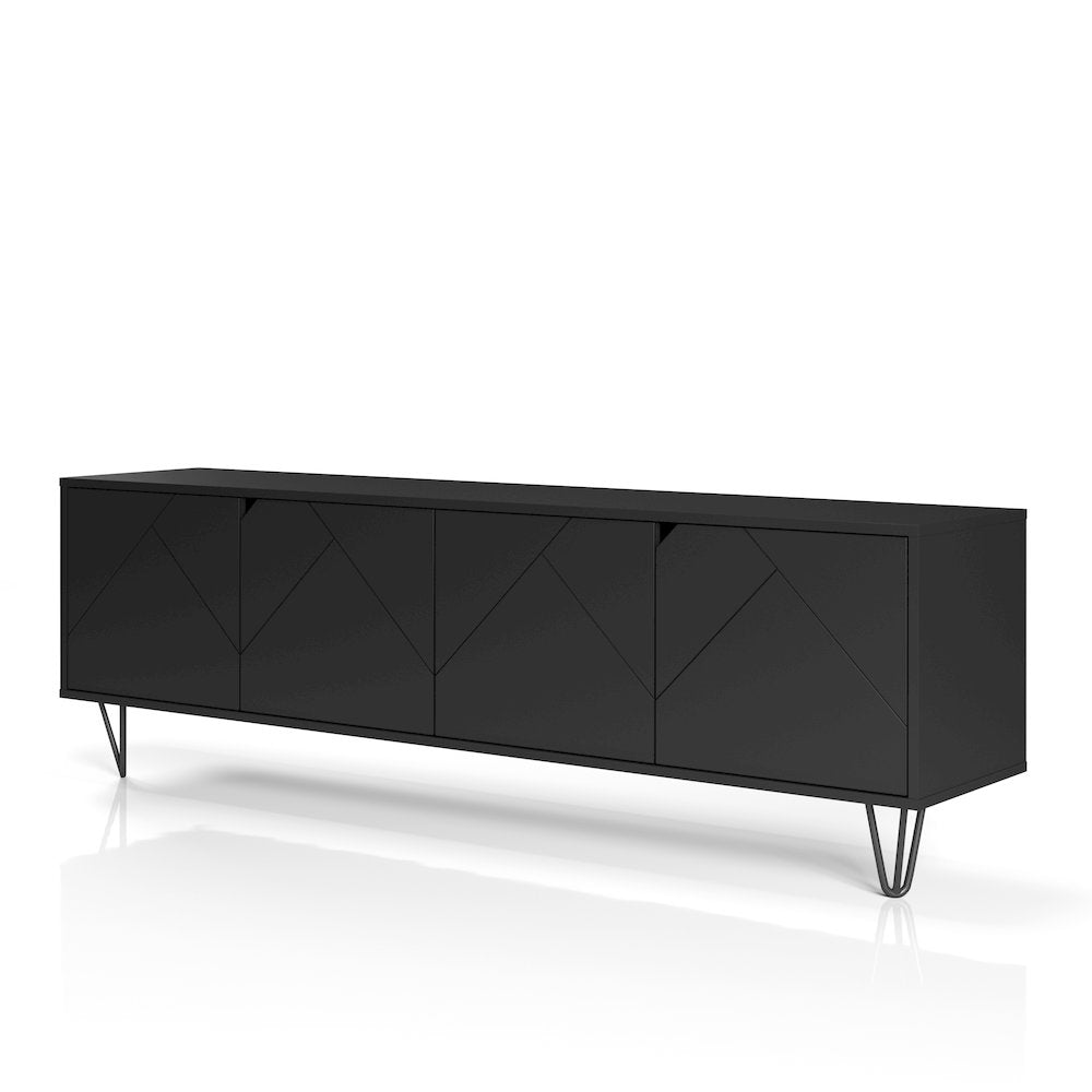 72-Inch Tv Stand With 4-Doors, Black
