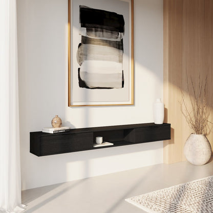 Slim 72” Wall-mounted TV Stand with 2 Storage Cabinets