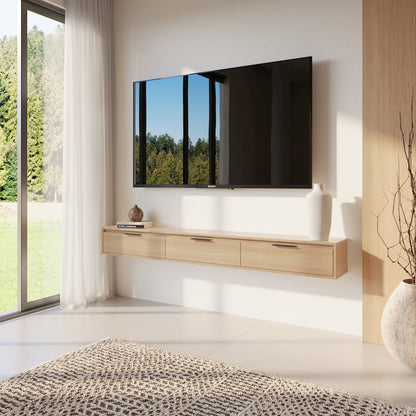 Slim 72” Wall-mounted 3-Door TV Stand with 3 Storage Cabinets