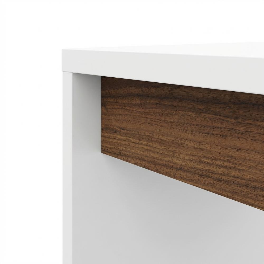 Reversible Desk Panel For Home Office, White And Walnut Finish, Modern Style