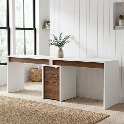 White 3-Piece Home Office Desk Set With Multi-Purpose Storage And Modern Design