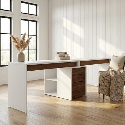 White 3-Piece Home Office Desk Set With Multi-Purpose Storage And Modern Design