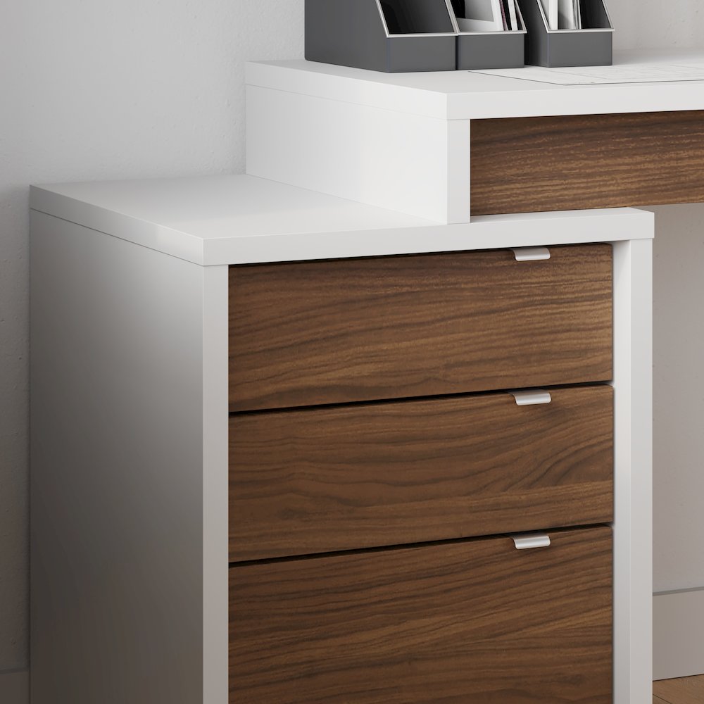Multi-Purpose Storage Office Storage And Filling Cabinet, White & Walnut