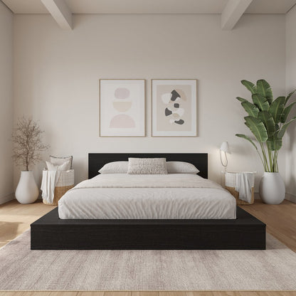 Kanso Low Platform Bed Set in Black Karsima