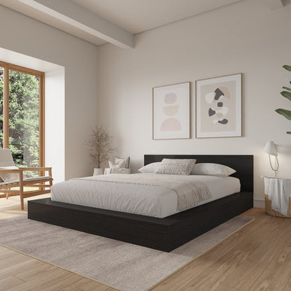 Kanso Low Platform Bed Set in Black Karsima