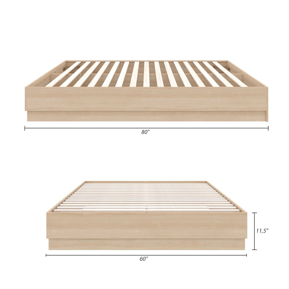 Milano Platform Bed Frame In Natural Blonde Oak