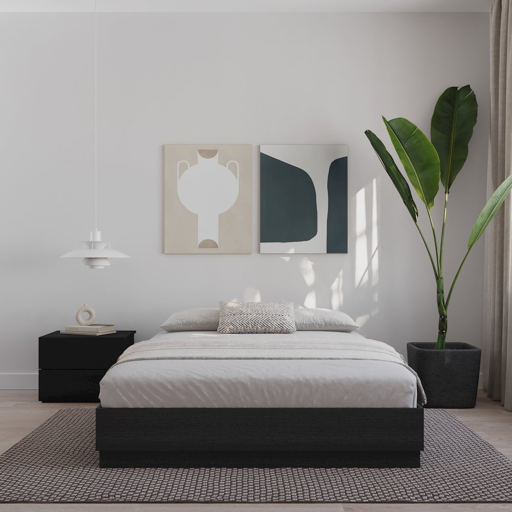 Milano Platform Bed Frame In Black Karisma