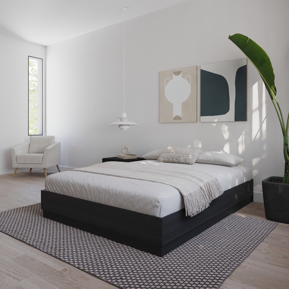 Milano Platform Bed Frame In Black Karisma